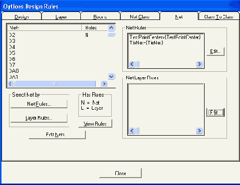   Net  Options/Design Rules