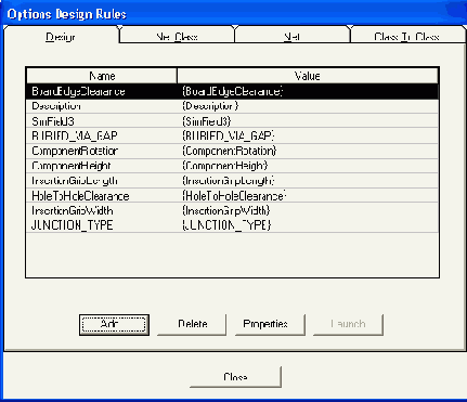   Options/ Design Rules